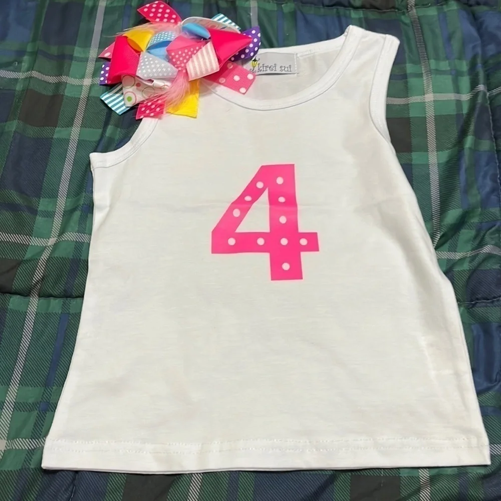 Kirei Sui Girls Princess Tutu w/tank top with a 4 and colorful hair clip' NEW
